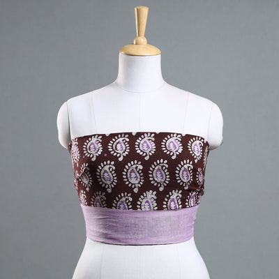 Brown - Batik Printed Cotton Blouse Piece