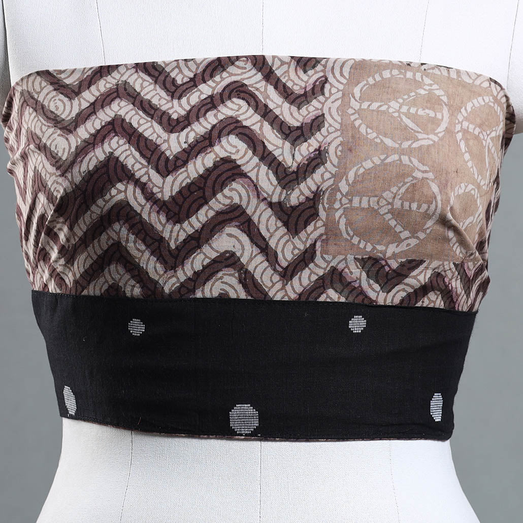 Brown - Bindaas Block Printed Cotton Blouse Piece