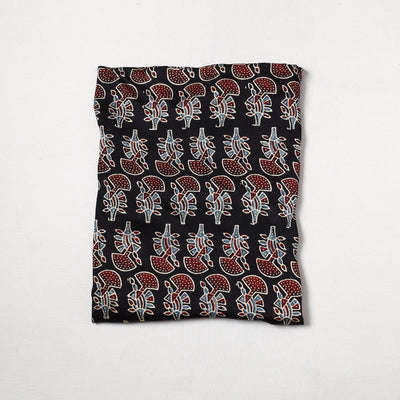 Black - Ajrakh Hand Block Printed Modal Silk Precut Fabric (1.2 meter) 48