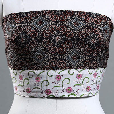 Black - Ajrakh Block Printed Cotton Blouse Piece