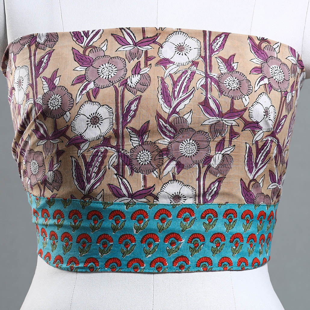 Brown - Sanganeri Block Printed Cotton Blouse Piece