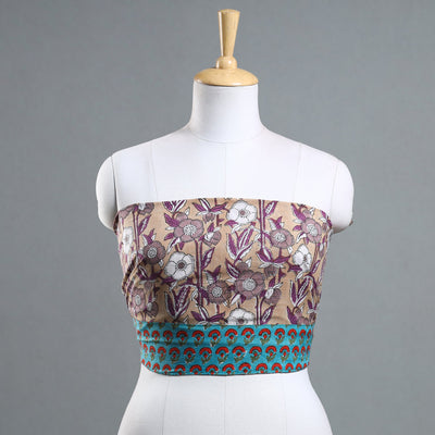 Brown - Sanganeri Block Printed Cotton Blouse Piece