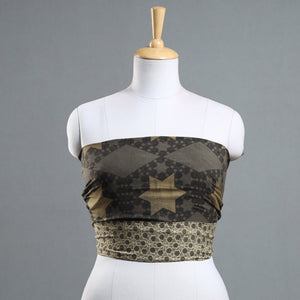Brown - Ajrakh Block Printed Cotton Blouse Piece