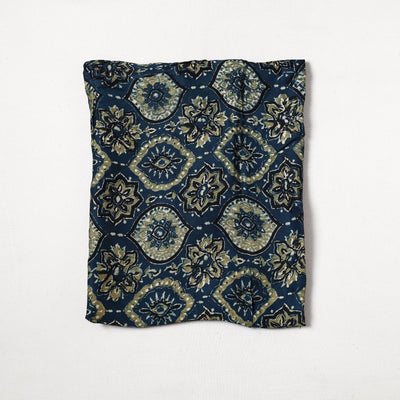 Blue - Ajrakh Hand Block Printed Modal Silk Precut Fabric (0.7 meter) 52