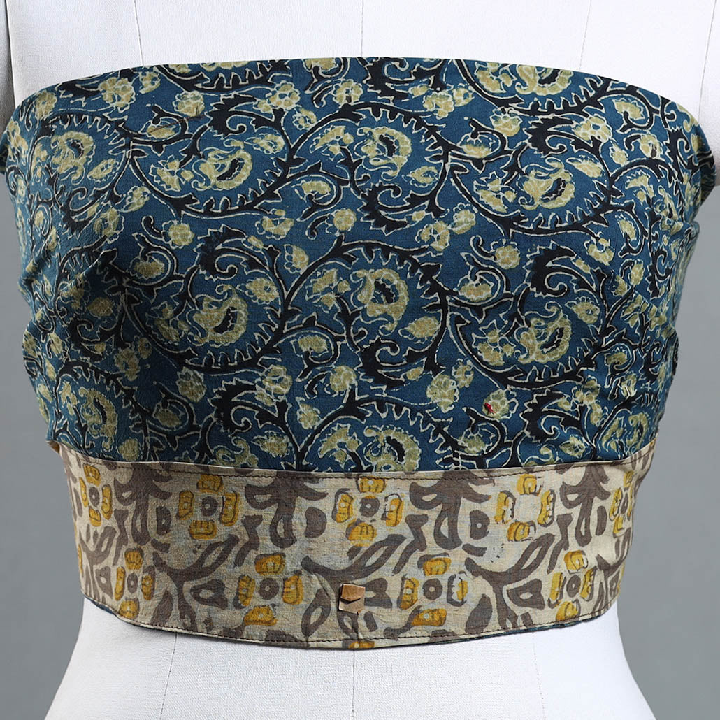 Blue - Ajrakh Block Printed Cotton Blouse Piece