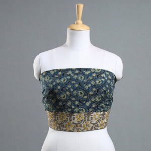 Blue - Ajrakh Block Printed Cotton Blouse Piece