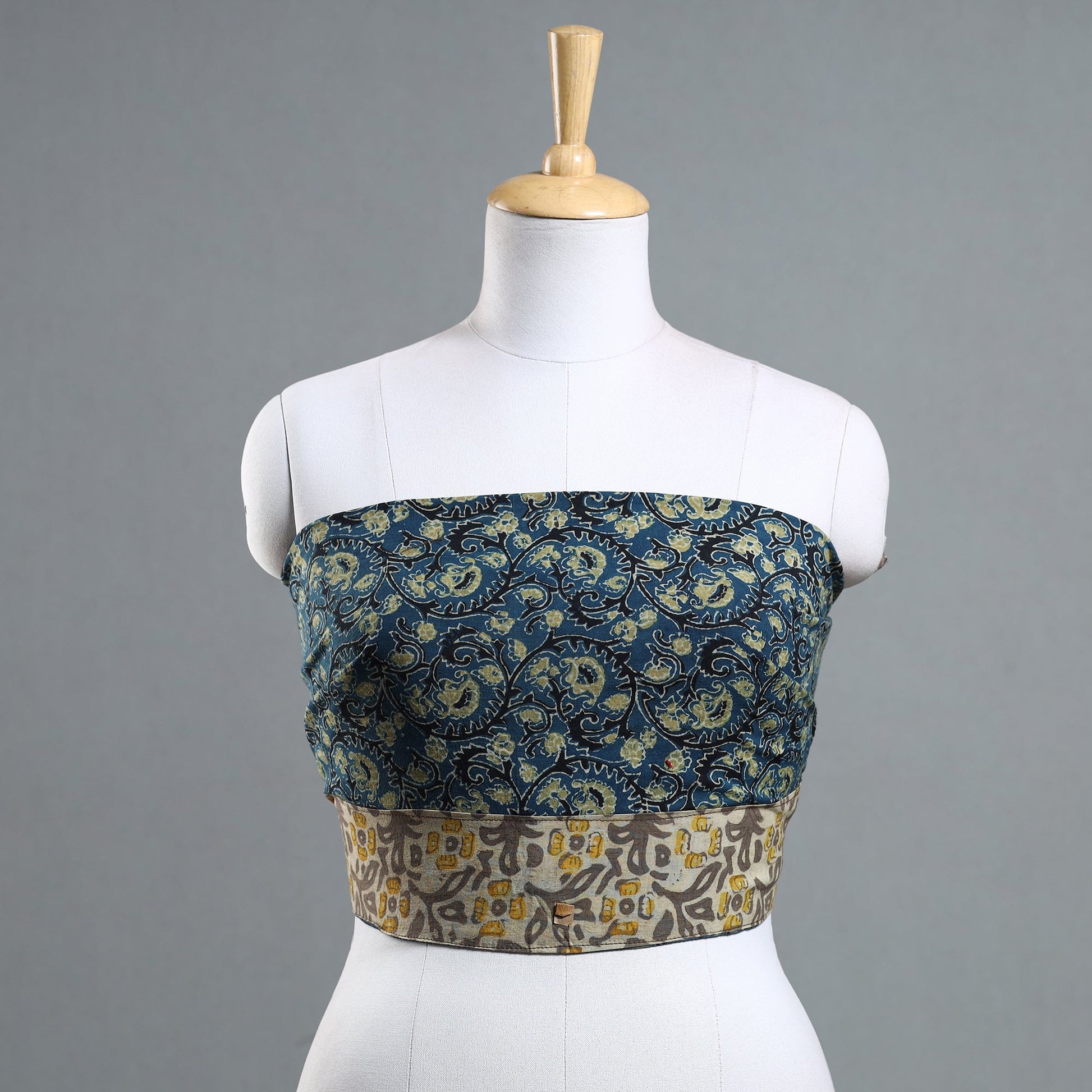 Blue - Ajrakh Block Printed Cotton Blouse Piece