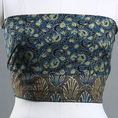 Blue - Ajrakh Block Printed Cotton Blouse Piece