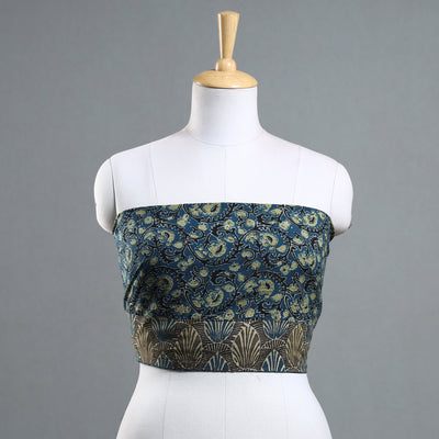 Blue - Ajrakh Block Printed Cotton Blouse Piece