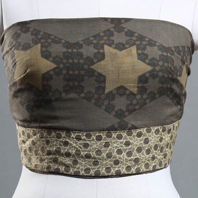 Brown - Ajrakh Block Printed Cotton Blouse Piece