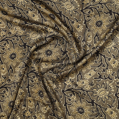 Brown - Ajrakh Hand Block Printed Modal Silk Precut Fabric (1.3 meter) 59