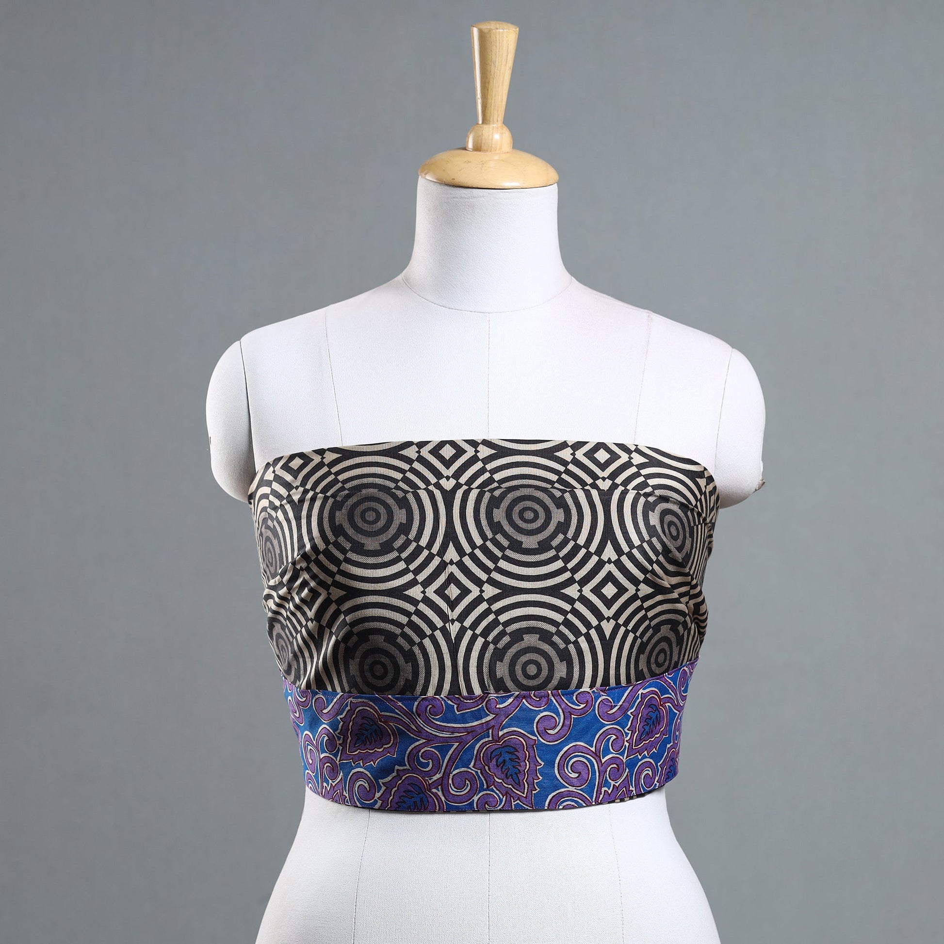 Black - Jaipur Printed Silk Cotton Blouse Piece