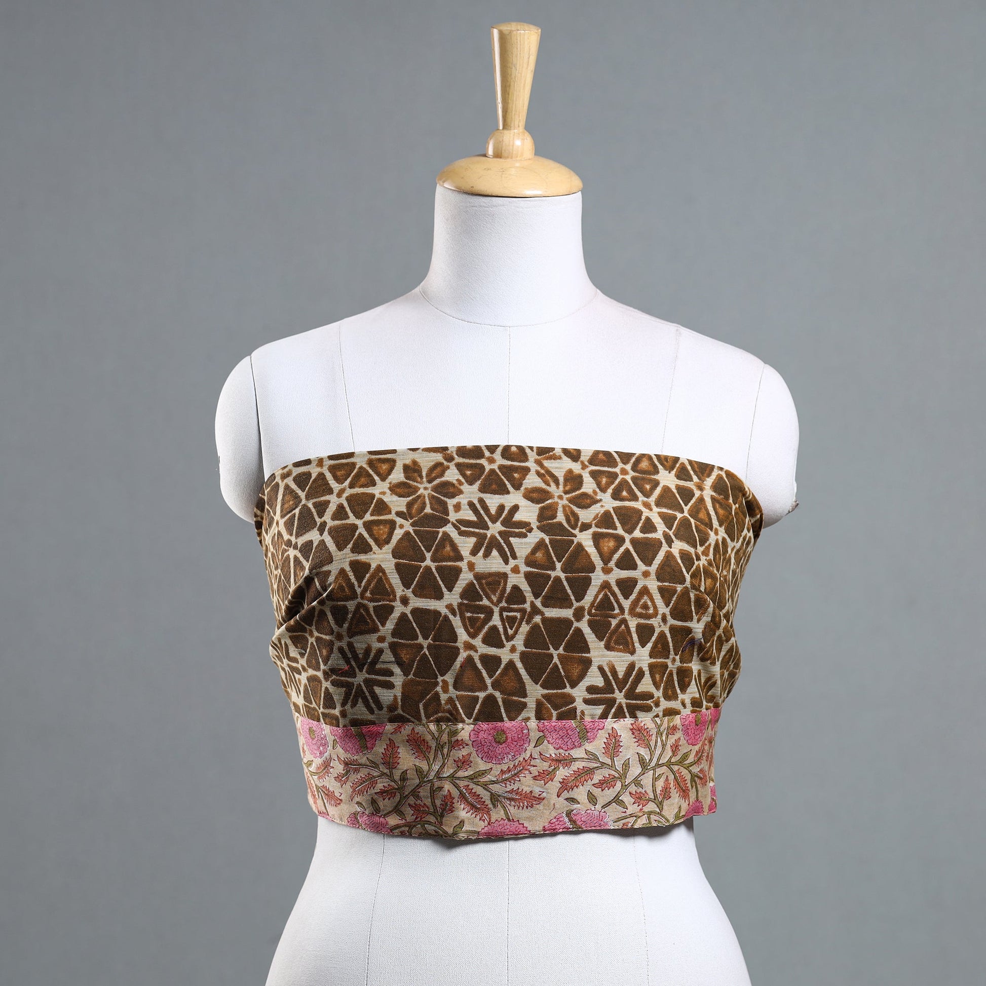 Brown - Jaipur Printed Silk Cotton Blouse Piece
