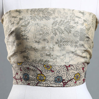 Beige - Warli Printed Silk Cotton Blouse Piece