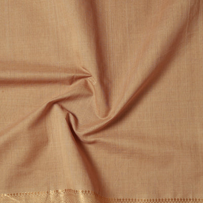 Brown - Mangalagiri Handloom Cotton Zari Border Precut Fabric 35