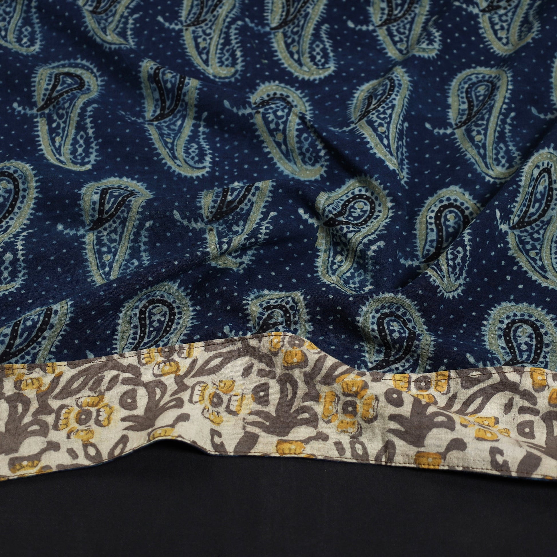 Blue - Ajrakh Block Printed Cotton Blouse Piece