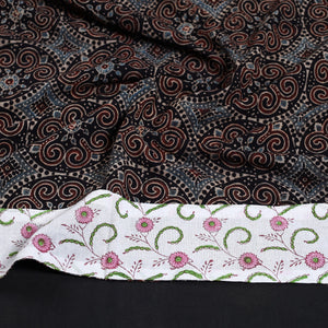 Black - Ajrakh Block Printed Cotton Blouse Piece
