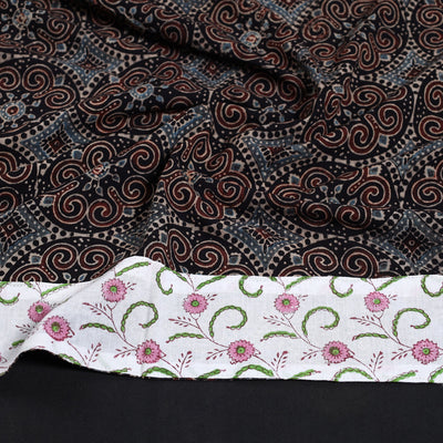 Black - Ajrakh Block Printed Cotton Blouse Piece