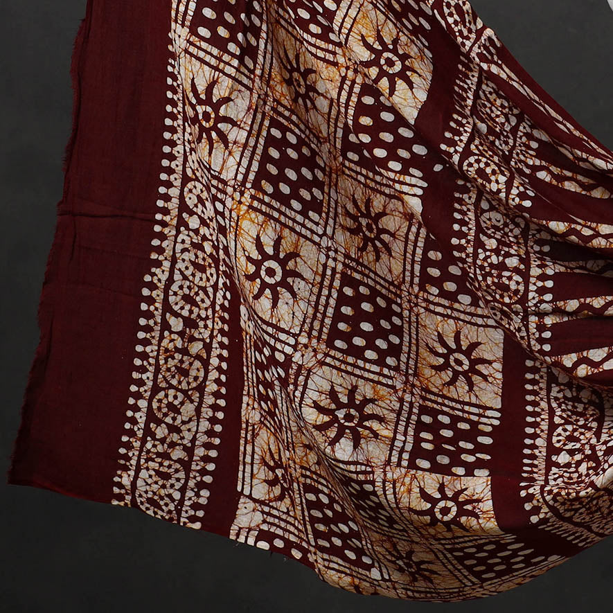 Brown - 3pc Cotton Kutch Batik Print Dress Material 12