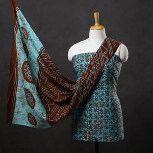 Blue - 3pc Cotton Kutch Batik Print Dress Material 01