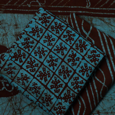 Blue - 3pc Cotton Kutch Batik Print Dress Material 01