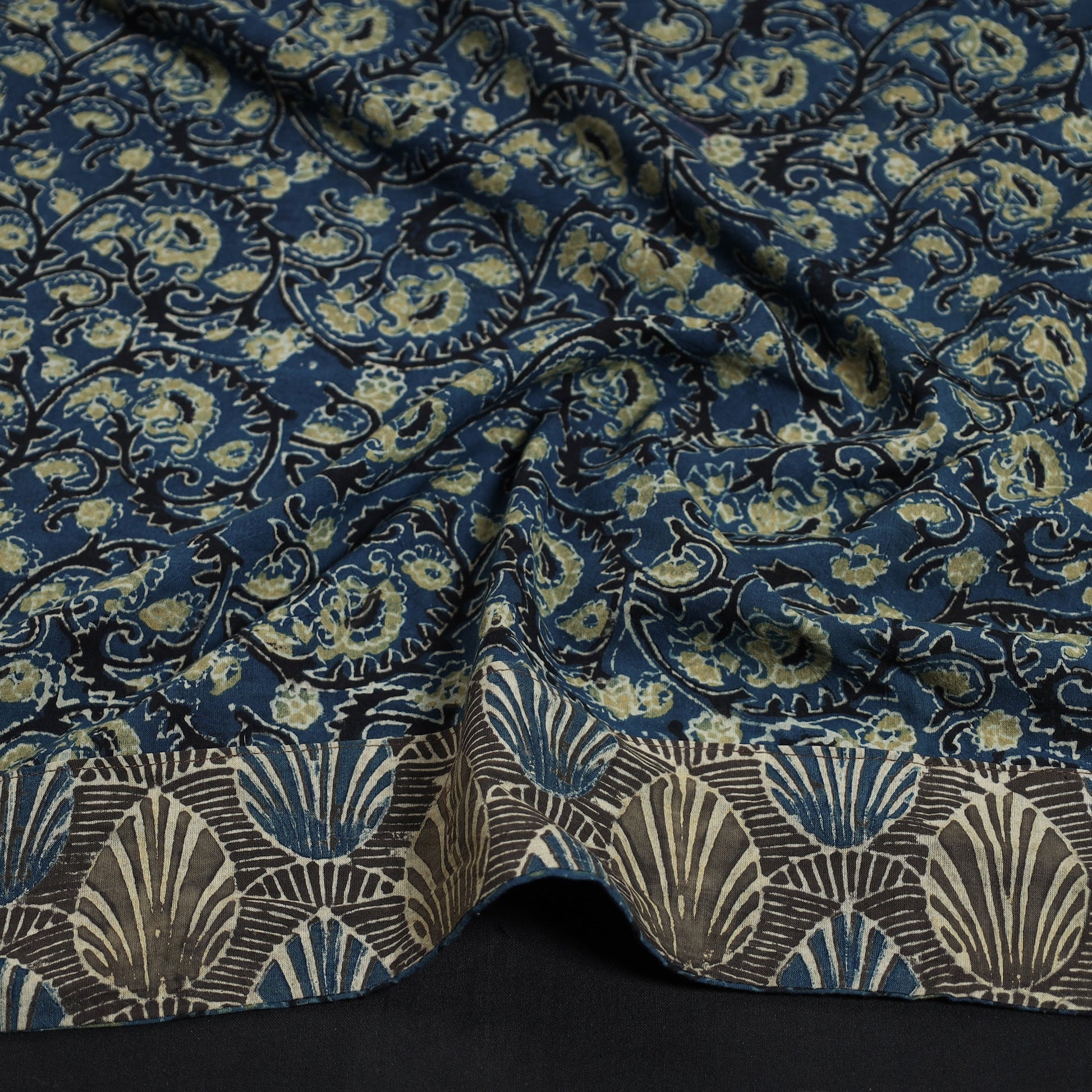 Blue - Ajrakh Block Printed Cotton Blouse Piece