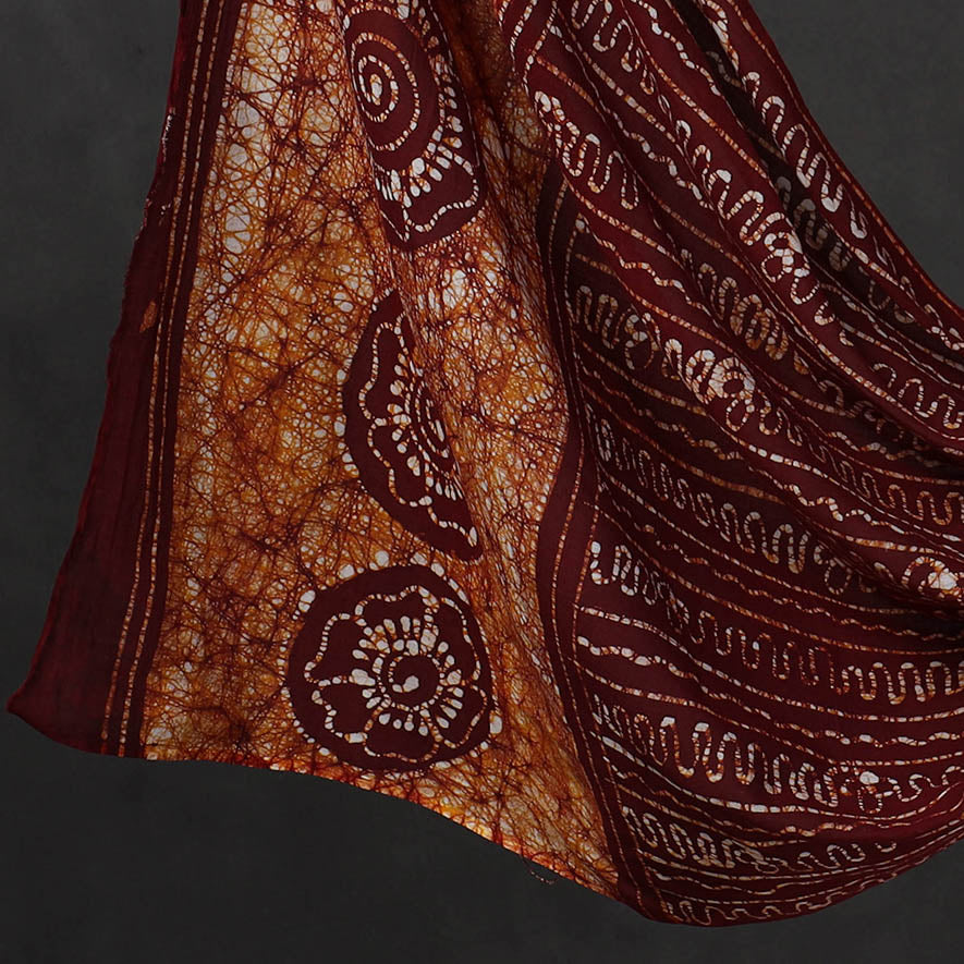 Brown - 3pc Cotton Kutch Batik Print Dress Material 08