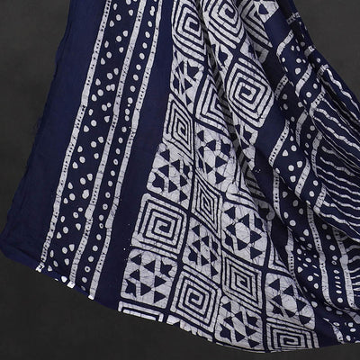 Blue - 3pc Cotton Kutch Batik Print Dress Material 09