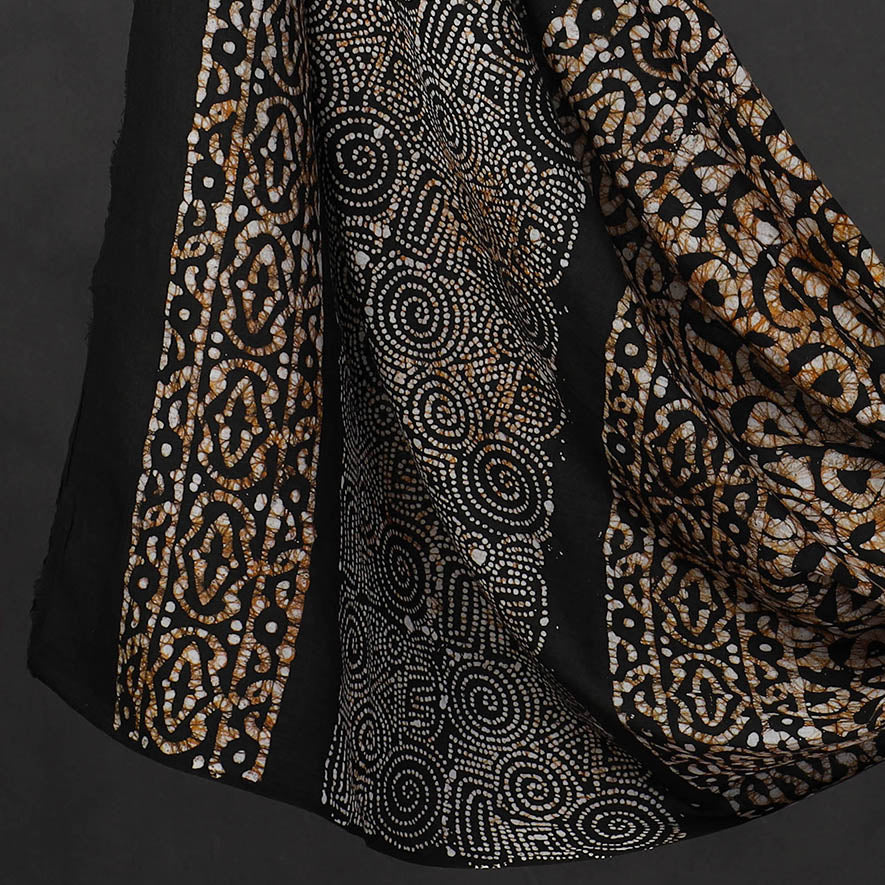 Black - 3pc Cotton Kutch Batik Print Dress Material 20