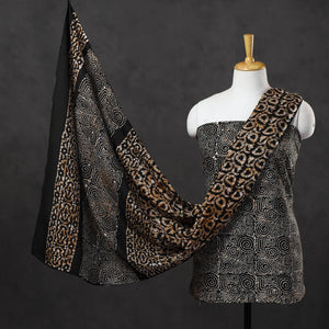 Black - 3pc Cotton Kutch Batik Print Dress Material 20