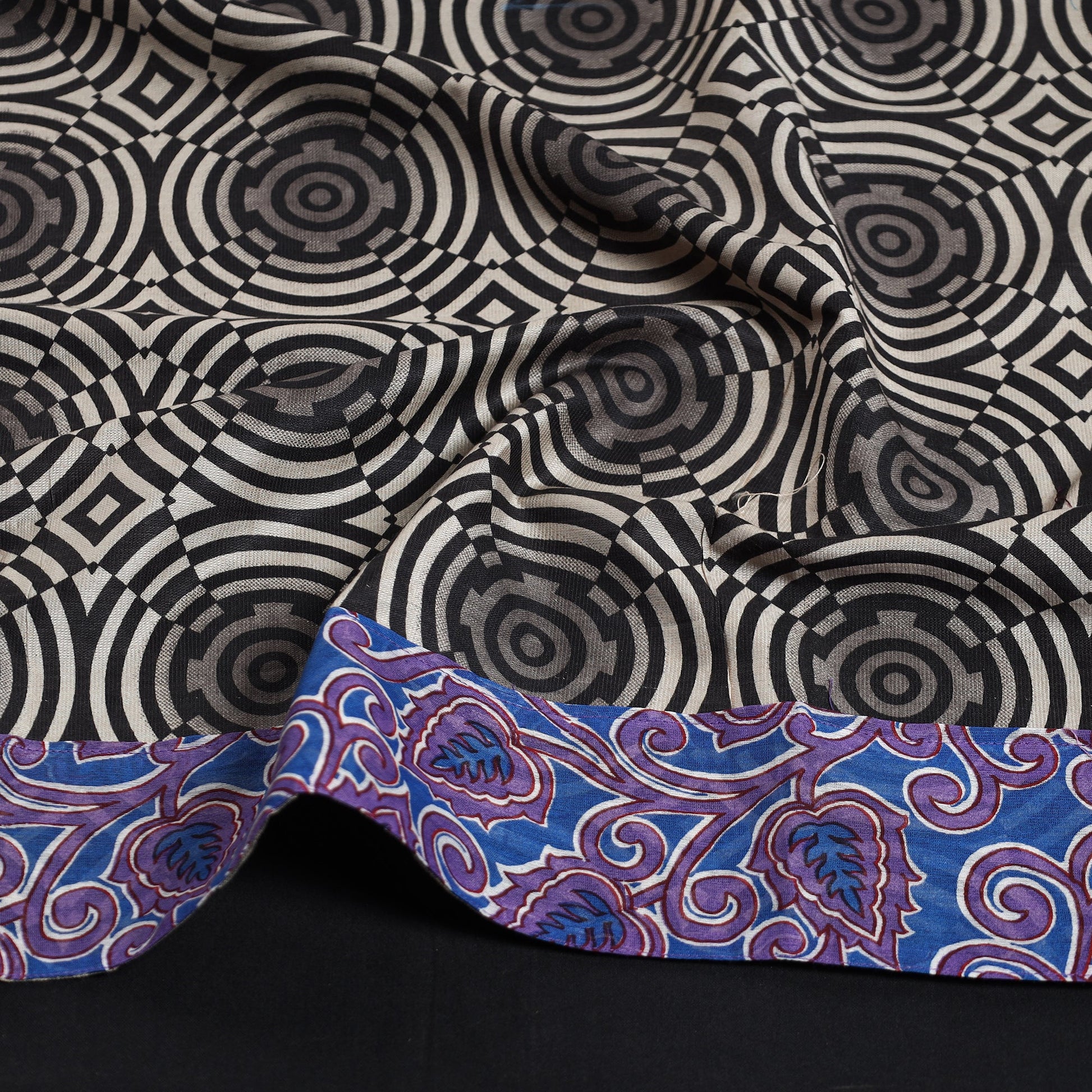 Black - Jaipur Printed Silk Cotton Blouse Piece