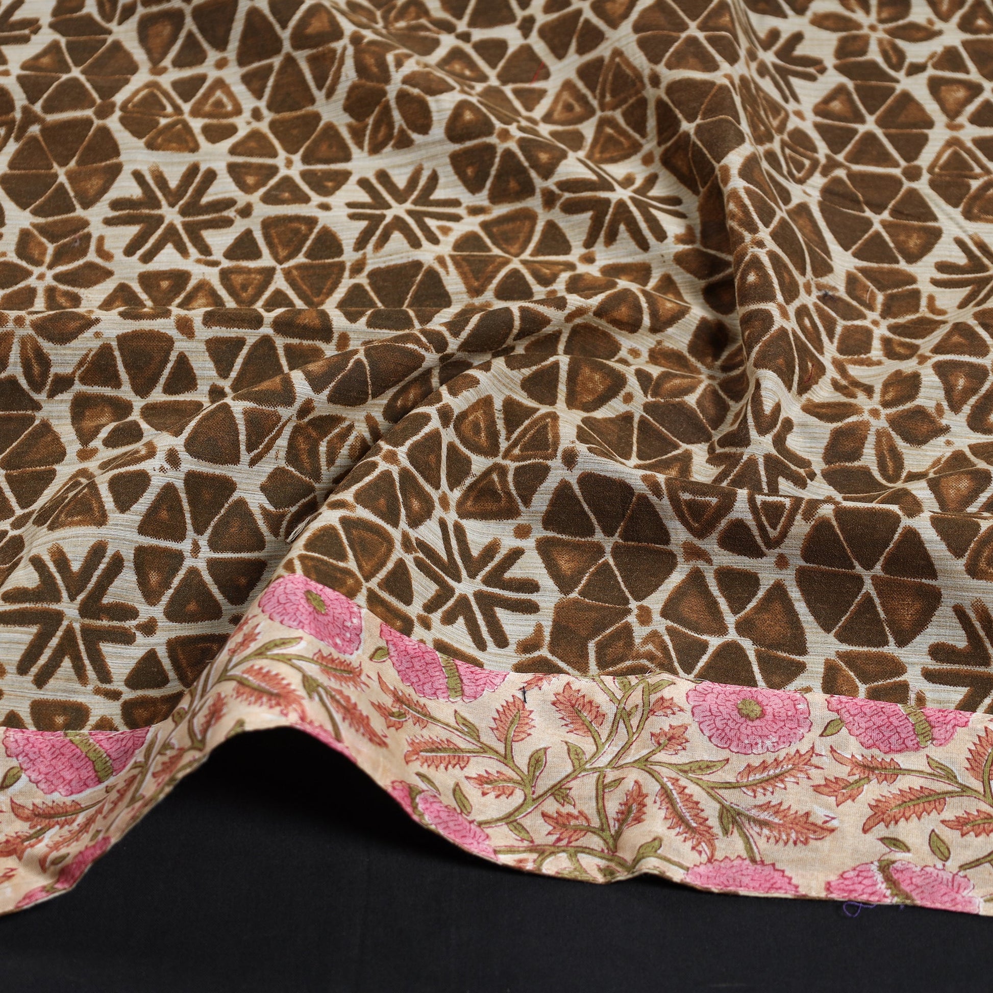 Brown - Jaipur Printed Silk Cotton Blouse Piece