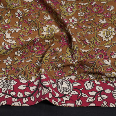 Brown - Kalamkari Printed Cotton Blouse Piece