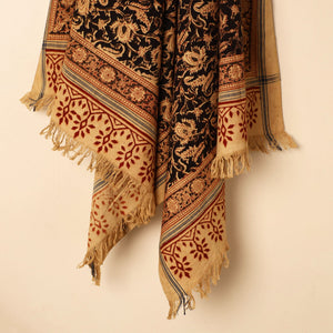 Black - Handloom Cotton Block Printed Pedana Kalamkari Towel 01