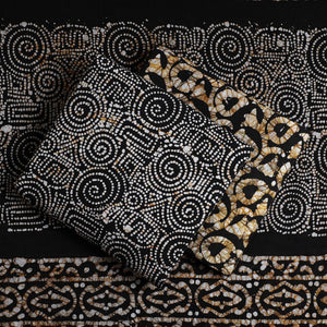 Black - 3pc Cotton Kutch Batik Print Dress Material 20