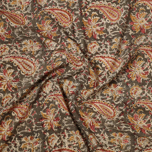 Brown - Kalamkari Block Printed Cotton Precut Fabric (1.15 meter) 01