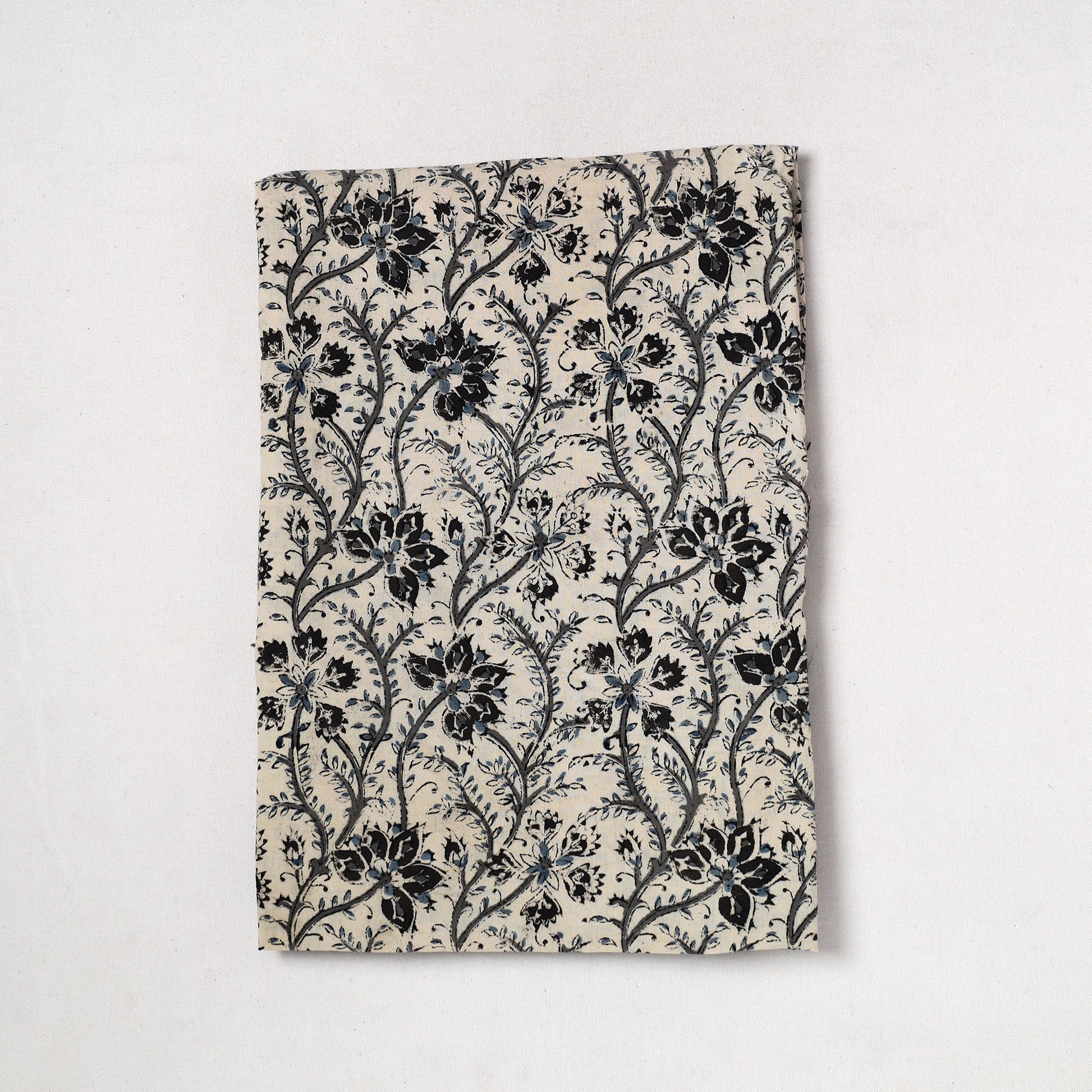 Beige - Kalamkari Block Printed Cotton Precut Fabric (1.6 meter) 02