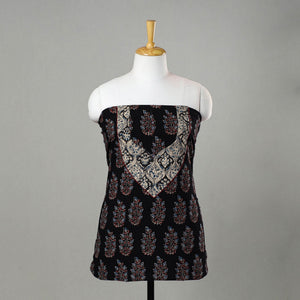 Black - Ajrakh Print Cotton Kurta Material with Patchwork (3m) 06