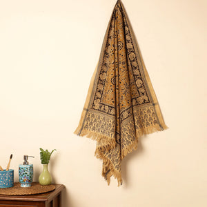Brown - Handloom Cotton Block Printed Pedana Kalamkari Towel 10
