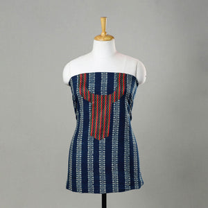 Blue - Ajrakh Print Cotton Kurta Material with Patchwork (3m) 10