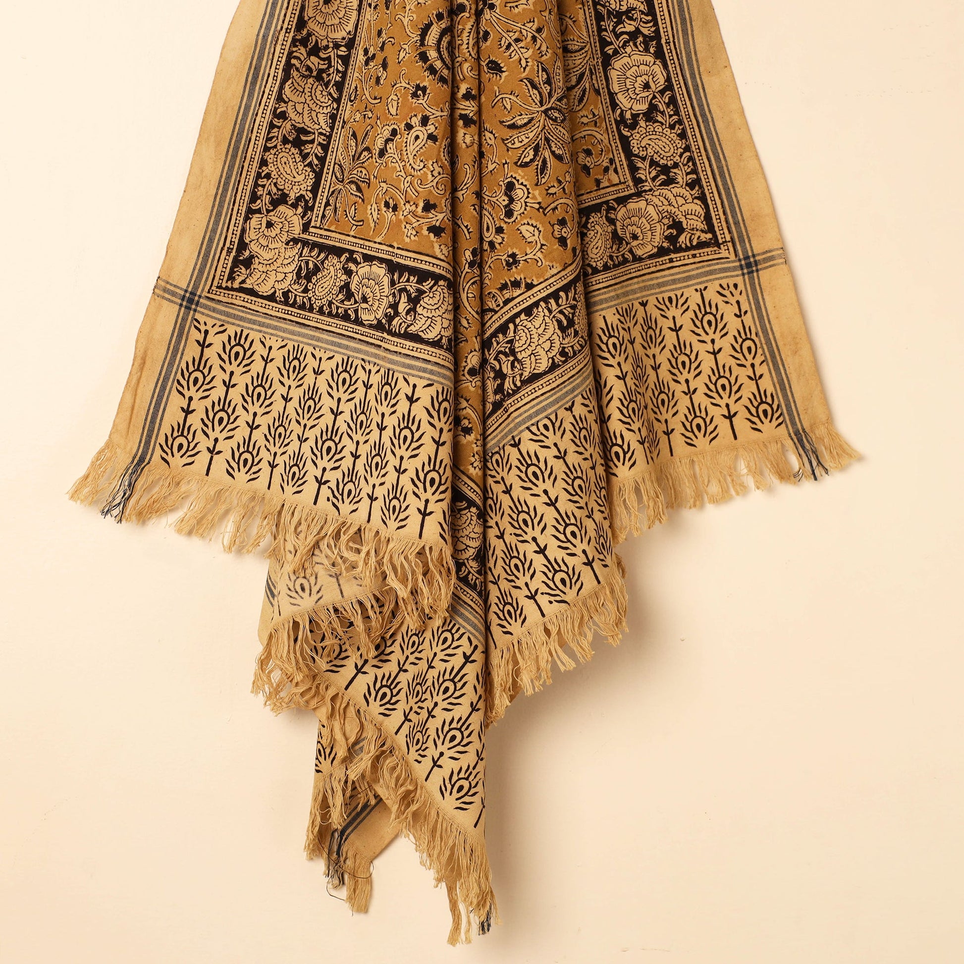 Brown - Handloom Cotton Block Printed Pedana Kalamkari Towel 10