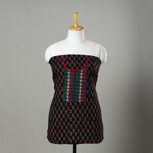Black - Ajrakh Print Cotton Kurta Material with Patchwork (3m) 20