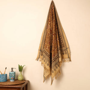 Brown - Handloom Cotton Block Printed Pedana Kalamkari Towel 20