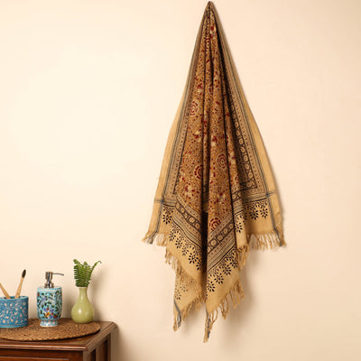 Brown - Handloom Cotton Block Printed Pedana Kalamkari Towel 20
