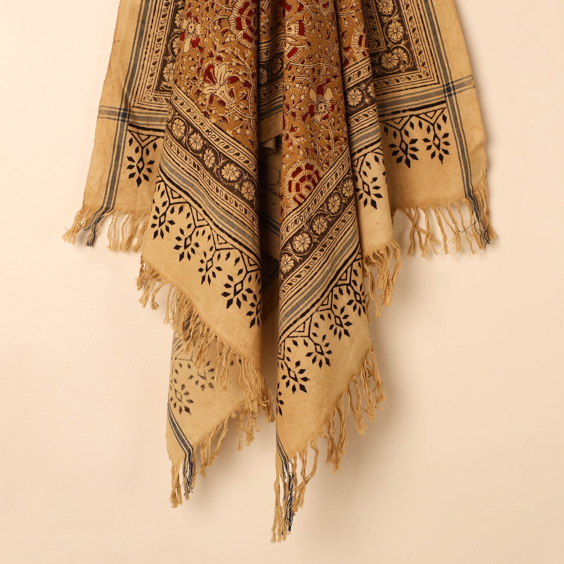 Brown - Handloom Cotton Block Printed Pedana Kalamkari Towel 20