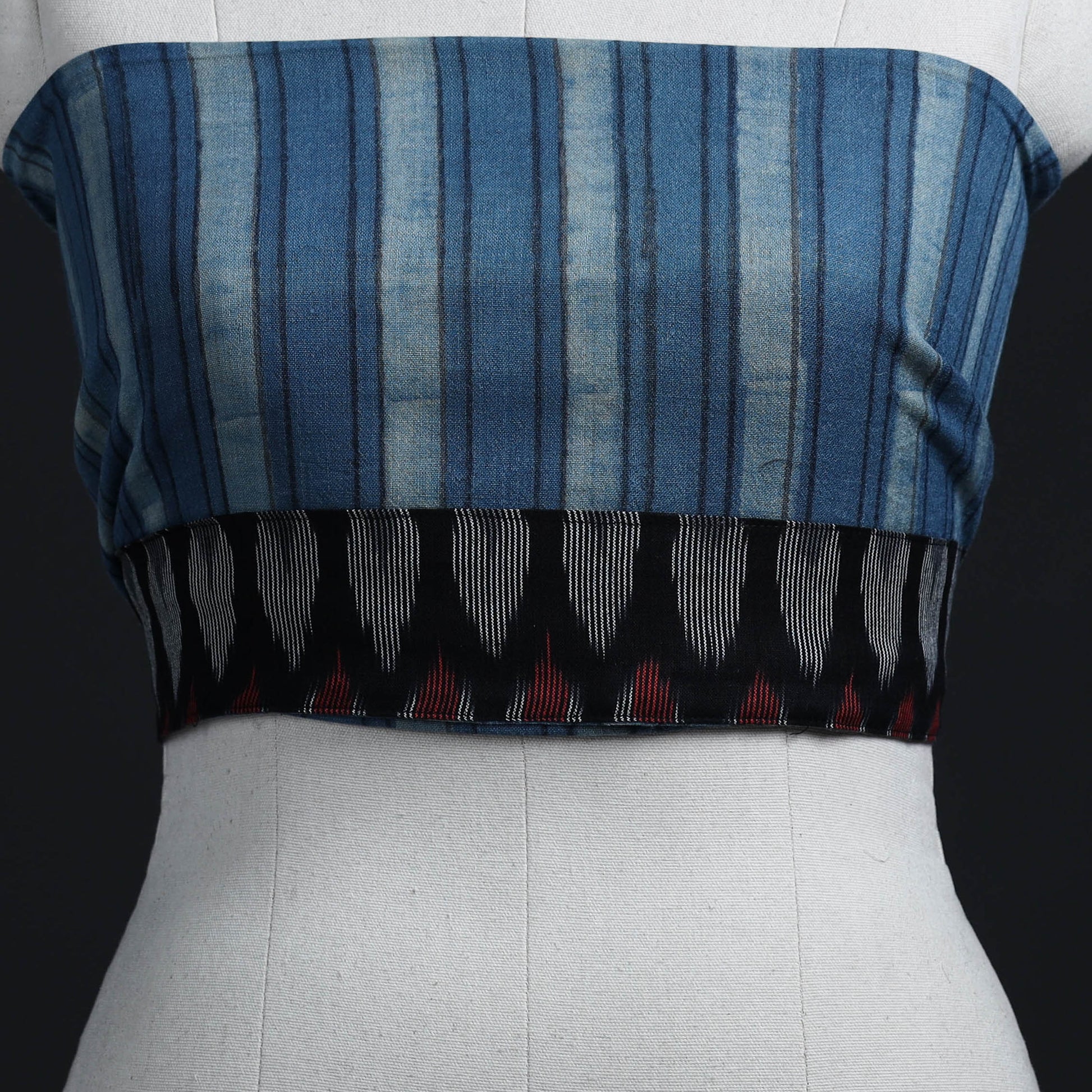 Blue - Block Print Woollen Akola Blouse Piece 27