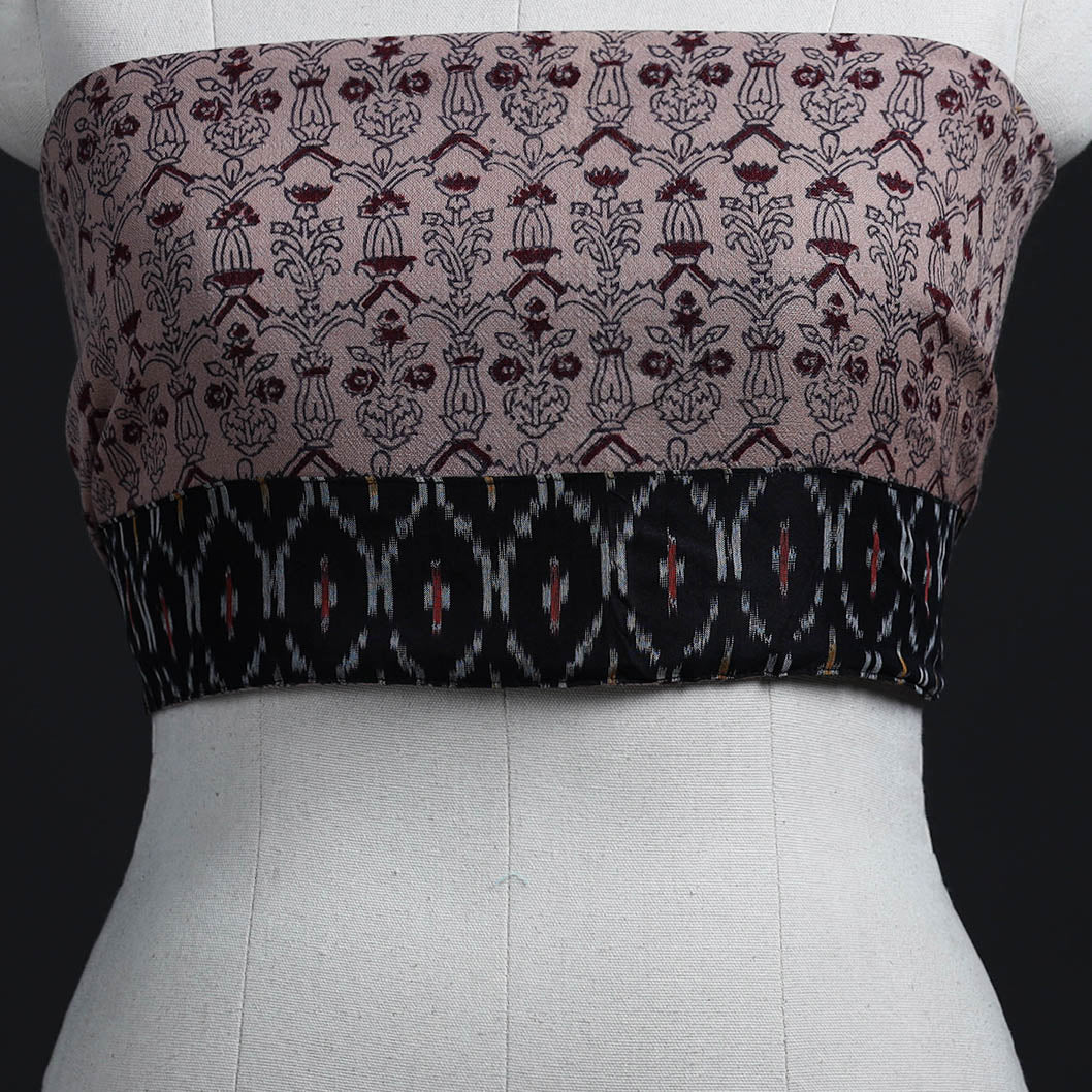 Beige - Block Print Woollen Bagh Blouse Piece 38
