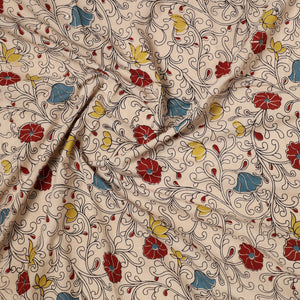 Beige - Kalamkari Printed Cotton Precut Fabric (1.35 meter) 39