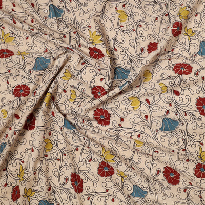 Beige - Kalamkari Printed Cotton Precut Fabric (1.35 meter) 39