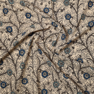 Beige - Kalamkari Printed Cotton Precut Fabric (0.9 meter) 47